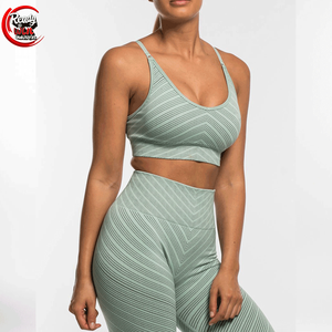 Conjunto de gimnasio de dos piezas de alta calidad para mujer, sujetador de Yoga Atlético transpirable, pantalones cortos, cintura elástica, cinturón deportivo sólido para Fitness - Product Image 5