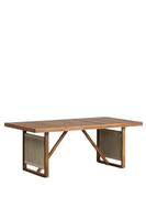 Ensemble de table à manger rectangulaire moderne pour l'extérieur avec 6 chaises de jardin en bois d'acacia, accoudoirs confortables pour hôtels et écoles