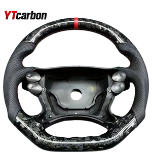 Volant en cuir bleu personnalisé YTcarbon pour E <span class=keywords><strong>SL</strong></span> CLS <span class=keywords><strong>350</strong></span> E550 SL55 SL63 E63 W211 R230 W211 C209 C219 W463 E230 AMG - Product Image 6