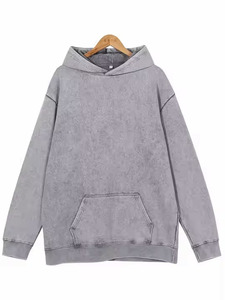 เสื้อฮู้ดแขนยาวทรงปกติสำหรับผู้ชาย ผ้าฟลีซวินเทจ 300gsm ซักกรด ล้างสีแบบ Stone Wash ระบายอากาศได้ดี เป็นมิตรต่อสิ่งแวดล้อม สไตล์สตรีทแวร์ - Product Image 4