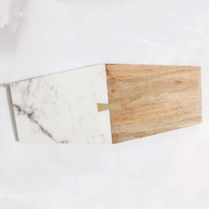 Planche à découper ronde unilatérale en pierre et bois d'acacia - Product Image 2