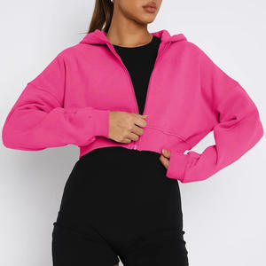 Sudadera con capucha recortada para mujer de marca con logotipo personalizado bordado de impresión OEM ODM Streetwear Fabricante directo de fábrica Proveedor - Product Image 2