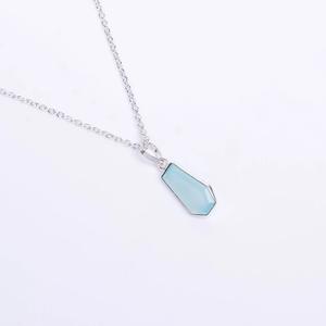 Vente en gros directe usine Bijoux chrétiens en argent sterling 925 avec pendentif cercueil en calcédoine aqua véritable, finition rhodiée, pour les fêtes - Product Image 3