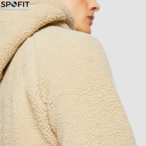 Sweat à capuche en sherpa surdimensionné brodé en gros pour hommes, épaules tombantes, streetwear d'hiver, taille plus, sweat à capuche en molleton de coton décontracté - Product Image 6