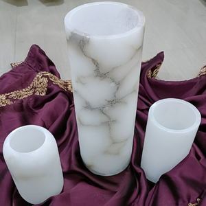 Soporte de vela de Navidad de piedra de alabastro de lujo directo de fábrica al por mayor envío rápido decoración festiva farolillos de piedra tarros de velas - Product Image 4