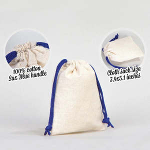 Dark Blue Cotton <b>Drawstring</b> <b>Pouch</b> for Packaging 4 W X 5 H-Screen Printing with Custom Logo for Jewelry Food Gifts - Product Image 3