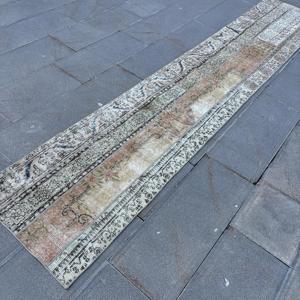 Turkish 2.1x10.7 ft <b>Rug</b>, <b>Runner</b> Vintage <b>Rug</b>, Brown Blue Floral <b>Rug</b> - Product Image 2