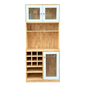 Armoire de salle à manger moderne en bois de caoutchouc TPA005 avec cave à vin intégrée pour mobilier de bar à domicile - Product Image 1