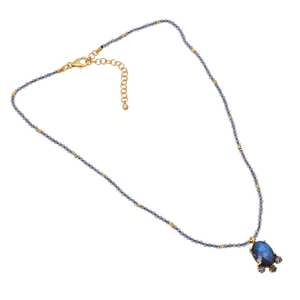 Collier fait main en argent sterling 925 avec pendentif ovale en labradorite de 2mm plaqué or style vintage pour cadeau de fiançailles pour elle - Product Image 2