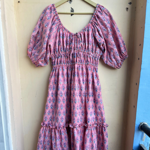 Vestido de algodón con escote corazón para mujer, vestido Midi informal, maxi largo de algodón indio - Product Image 1