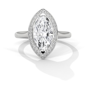 2.0ct Marquise Cut CZ Halo <b>Solitaire</b> <b>Ring</b> 925 Sterling <b>Silver</b> Engagement Band - Product Image 1