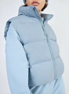 Chaleco corto para mujer, chaqueta con cuello levantado y cremallera, nuevo mejor estilo, poliéster acolchado, sin mangas, ropa de moda, ropa impermeable - Product Image 3