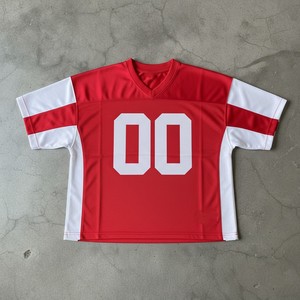 Red <b>Men's</b> V-Neck Short Sleeve Sport Jersey Blank 00 Number Printed Quick Dry Polyester Regular Fit - Product Image 1
