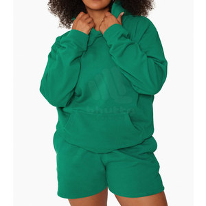 Ensemble short et sweat à capuche léger et solide pour femme 2026 – Confortable, respirant, en polyester/coton écologique, tenue décontractée personnalisable - Product Image 2