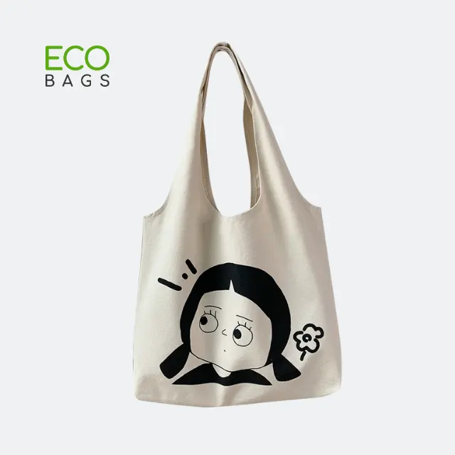 Vintage Cotton Canvas Shopping Bag Tote Bag Eco-Friendly Reusable Tote Shopping Cotton Canvas Bag
