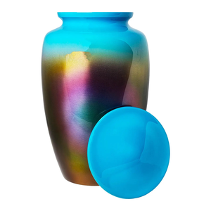 Urne funéraire en métal Urne commémorative en aluminium de qualité supérieure avec revêtement Meena Grandes tailles de souvenirs de 220 pouces cubes Étanche et gravable - Product Image 1