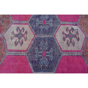 3.1x9 ft Herki Vintage Rug, <b>Red</b> Patchwork Turkish Rug <b>Wool</b> - Product Image 5