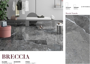 Carreaux en porcelaine émaillée Breccia Venezia de design italien Carreaux d'intérieur modernes antidérapants pour villas, centres commerciaux, écoles - Product Image 2