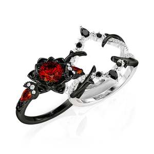 ชุดแหวนดอกบัวศักดิ์สิทธิ์เจลูเลียลายพระจันทร์และดวงดาวสีดำ - Product Image 4