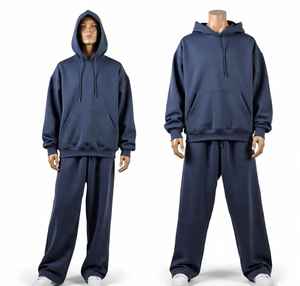 ชุดวอร์มเสื้อมีฮู้ดและกางเกงขาบานสำหรับผู้ชายชุดผ้าฝ้าย GSM 500 - Product Image 6