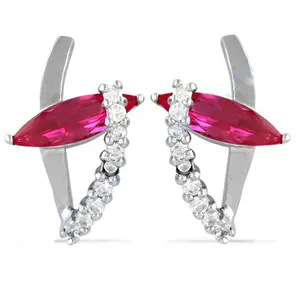 Boucles d'oreilles clous tendance religieuses en argent et rubis, bijoux classiques en zircon et pierres précieuses, plaqué or rhodié pour les fêtes - Product Image 1