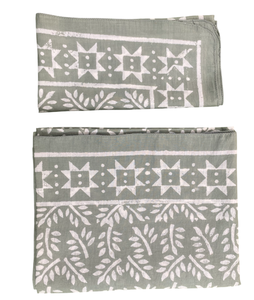 ชุดผ้าโสร่งพร้อมผ้าพันคอผืนใหญ่พิมพ์ลายบล็อกทำด้วยมือ - Product Image 2