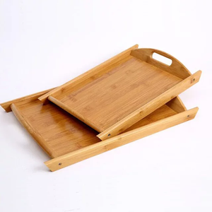 Nueva llegada 2024 diseño caliente hecho de juego de bandeja de madera de acacia al por mayor nuevo diseño hecho a mano bandeja para servir comida 3 piezas Set - Product Image 2