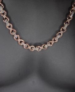 Collar de Cadena de Eslabones de Plata de Ley Chapado en Oro Rosa y Rodio de Lujo con Moissanita, Joyería Hip Hop con Piedras VVS para Regalo de Fiesta - Product Image 5