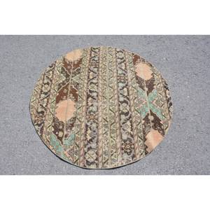 Tapis turc vintage 4.2 X 4.2ft grande surface marron vert Patchwork Design Rectangle couloir motif laine jonc de mer Latex tapis de chambre - Product Image 3