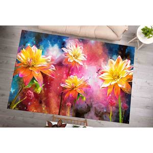 Alfombra con Diseño Floral Amarillo: Apta para Mascotas, Fácil de Limpiar, Alfombra Botánica, Alfombra de Chenilla - Product Image 3