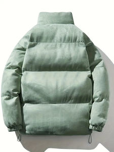 Nouveauté Veste matelassée d'hiver décontractée pour hommes de taille plus personnalisée en cuir chaud à bulles imperméables avec décoration en fourrure, vente en gros - Product Image 4