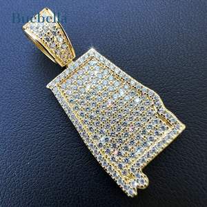 Pendentif avec nom cursif personnalisé en plaqué or 18 carats et argent 925 avec breloque en moissanite et style hip hop pour hommes - Product Image 4