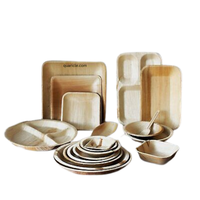 Assiettes carrées jetables écologiques biodégradables en fibre d'arec, tailles 4"-10" pour Noël, anniversaires, Diwali, fêtes, voyages et bars