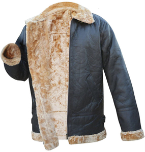 Blouson de moto en cuir véritable pour homme, écologique, style urbain, doublure Sherpa, coupe-vent, style motard, manteau d'hiver à col rabattable - Product Image 1