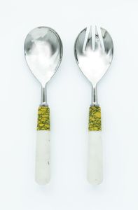 Juego de servidor de ensalada de acero inoxidable de alto brillo con borde contemporáneo y estilo clásico, ideal para todo tipo de ensaladas - Product Image 4