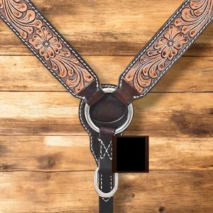 Pechera de Cuero para Caballo Estilo Western, Pechera para Montar a Caballo, Pechera Negra con Herrajes para Senderismo y Placer - Product Image 5