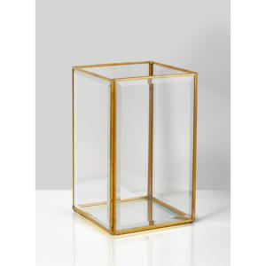 Événements de Noël Décoratif LED À La Main Personnalisable Conception En Laiton Carré Hexagone Verre Or Jante Élégant Pilier Titulaire pour La Maison - Product Image 4