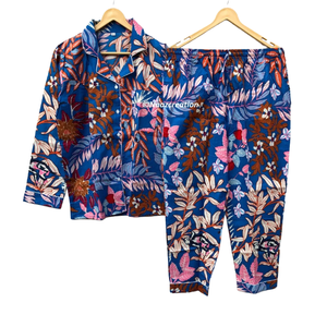 Ensemble de pyjama en coton imprimé à la main, motif floral, vêtements de nuit indiens, commandes en gros pour femmes au meilleur prix - Product Image 1