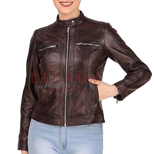 Veste en cuir pour femmes de qualité supérieure Logo personnalisé Meilleures ventes Vestes en cuir pour femmes en plein air - Product Image 1