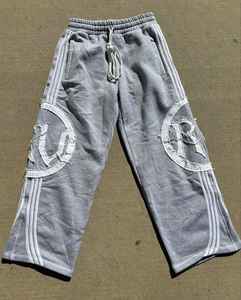 Pantalones deportivos casuales de algodón ligero para hombre, de cintura media, con forro polar, cintura elástica, transpirables, rectos, curvos y a rayas, al por mayor. - Product Image 1