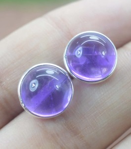 Classical <b>Stud</b> <b>Earrings</b> Jewelry for Women Silver Boho Style Jewelry 925 Sterling Silver <b>Amethyst</b> Gemstone Handmade <b>Earrings</b> - Product Image 1