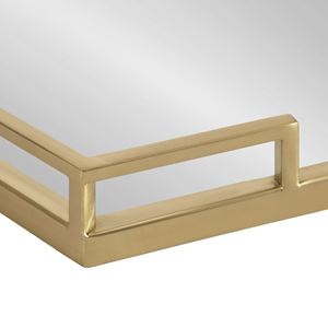 Luxury Gold Metal <b>Hexagonal</b> Serving Tray With <b>Mirror</b> Glass Base Decorative Tray For Home Decor Hotel Restaurant & Gifting - Product Image 4