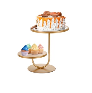 Support à gâteau en métal léger avec dessus rond et pieds pliants idéal pour une utilisation portable dans les pique-niques et les fêtes en plein air - Product Image 1