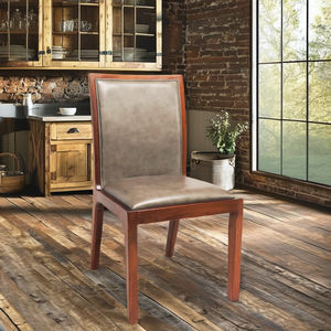 High-back dining <b>chair</b> Solid walnut <b>wood</b> Upholster Italian Cowhide leather Rustic style Durable hardwood |CASIMI - Product Image 6