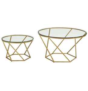 Mesa de Centro de Alta Calidad con Estructura de Hierro y Tapa de Vidrio, Diseño Tradicional, Almacenamiento, Ecológica, Personalizable para Sala de Estar - Product Image 1