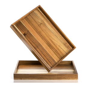 Bandeja de madera de alta calidad 3 piezas diferentes tamaños para decoración bandeja de madera hecha a mano rústica - Product Image 5