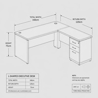 Bureau de direction moderne en L, finition laquée brillante, table d'ordinateur pour poste de travail de gestionnaire à domicile