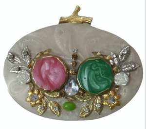 Handmade Women's <b>Clutch</b> Resin Fashion Magnetic Closure Cotton Lining Rhinestone Button Beaded Diamonds Pearl - Product Image 1