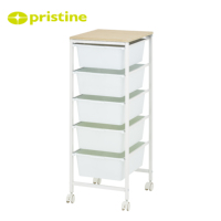 Meuble de rangement domestique : Commode de rangement en plastique à 5 niveaux avec 1 étagère en bois, moderne, gain de place, thermolaqué