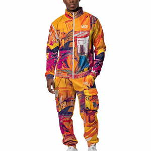 Ensemble de survêtement de sublimation de haute qualité pour hommes et femmes, veste zippée d'hiver, pantalon de survêtement imprimé, streetwear, survêtements de sublimation unisexes - Product Image 4